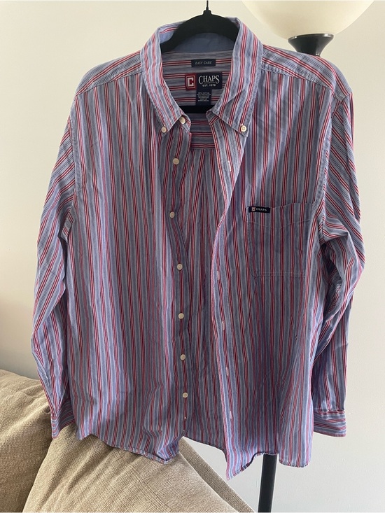 Chaps Other - Chaps Men’s Striped Button-Down Shirt - Blue & Red